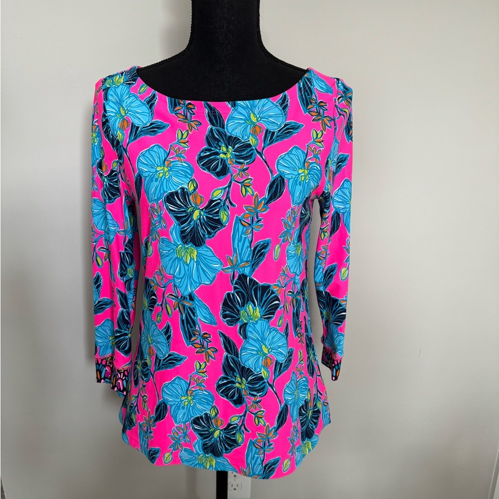 Lilly Pulitzer Everlynn Chilly Lilly UPF 50+ Top ‘Blooming for You’ Sz S